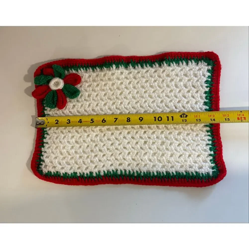 Set of 4 Vintage Kitschy Christmas Crochet Placemats
